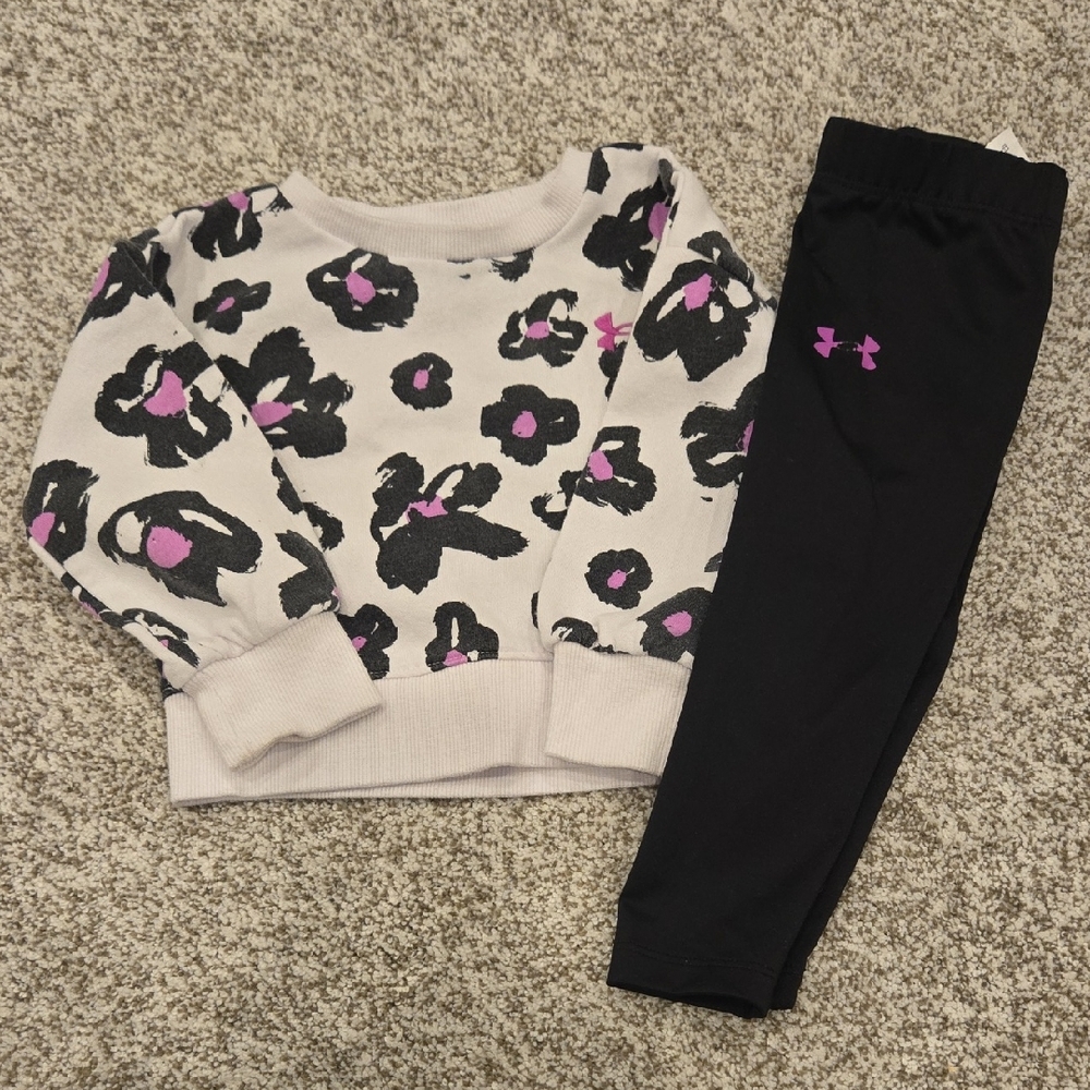 Under Armour Baby Girls' Black and White Floral Leggings Set